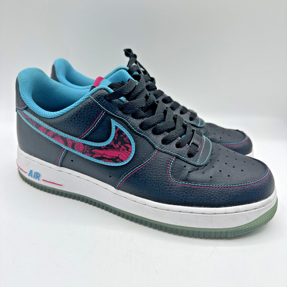 Nike Air Force 1 ’07 LV8 Miami Nights DD9183-001 Men’s Size 8 Black Teal Pink